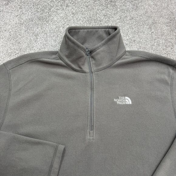 The North Face TKA 100 Glacier 1/4 Zip Fleece Jacket Men Large Gray Outdoor Hike - Picture 3 of 15